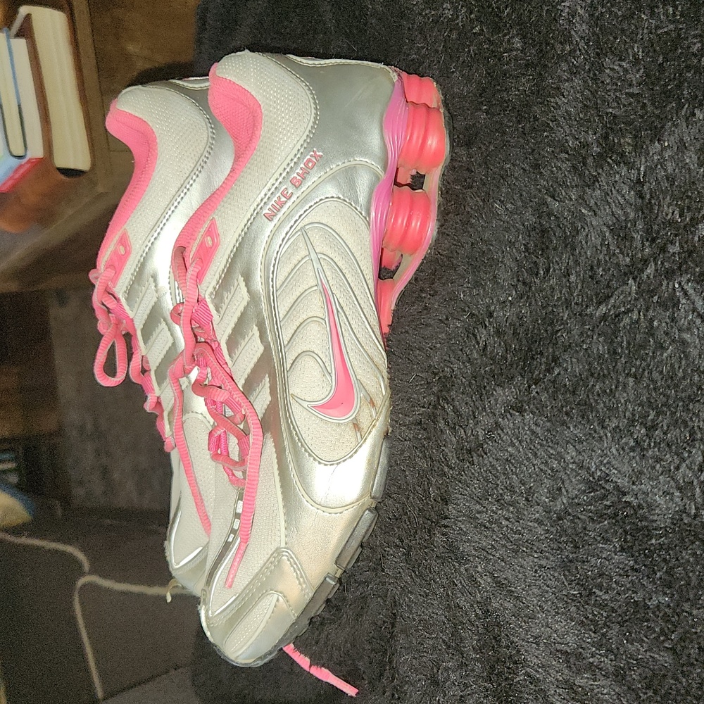 Pink and silver Nike Shox. Women's size 8.5.